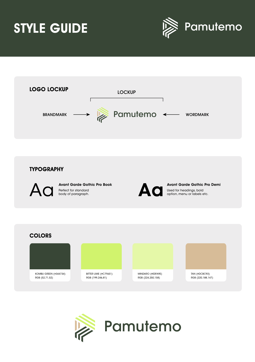 Pamutemo logo and mini brand guide