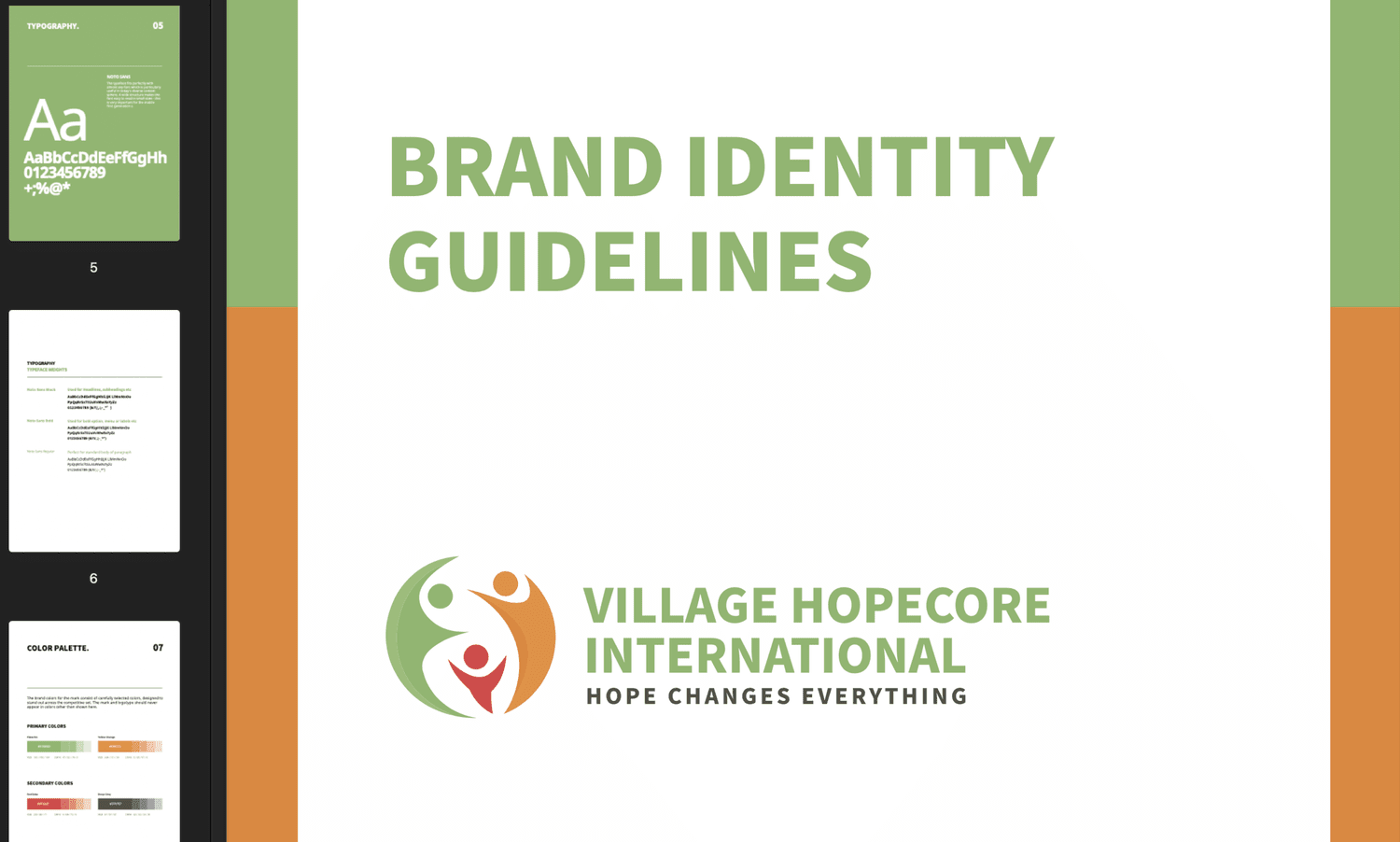 Village HopeCore International logo and brand guide